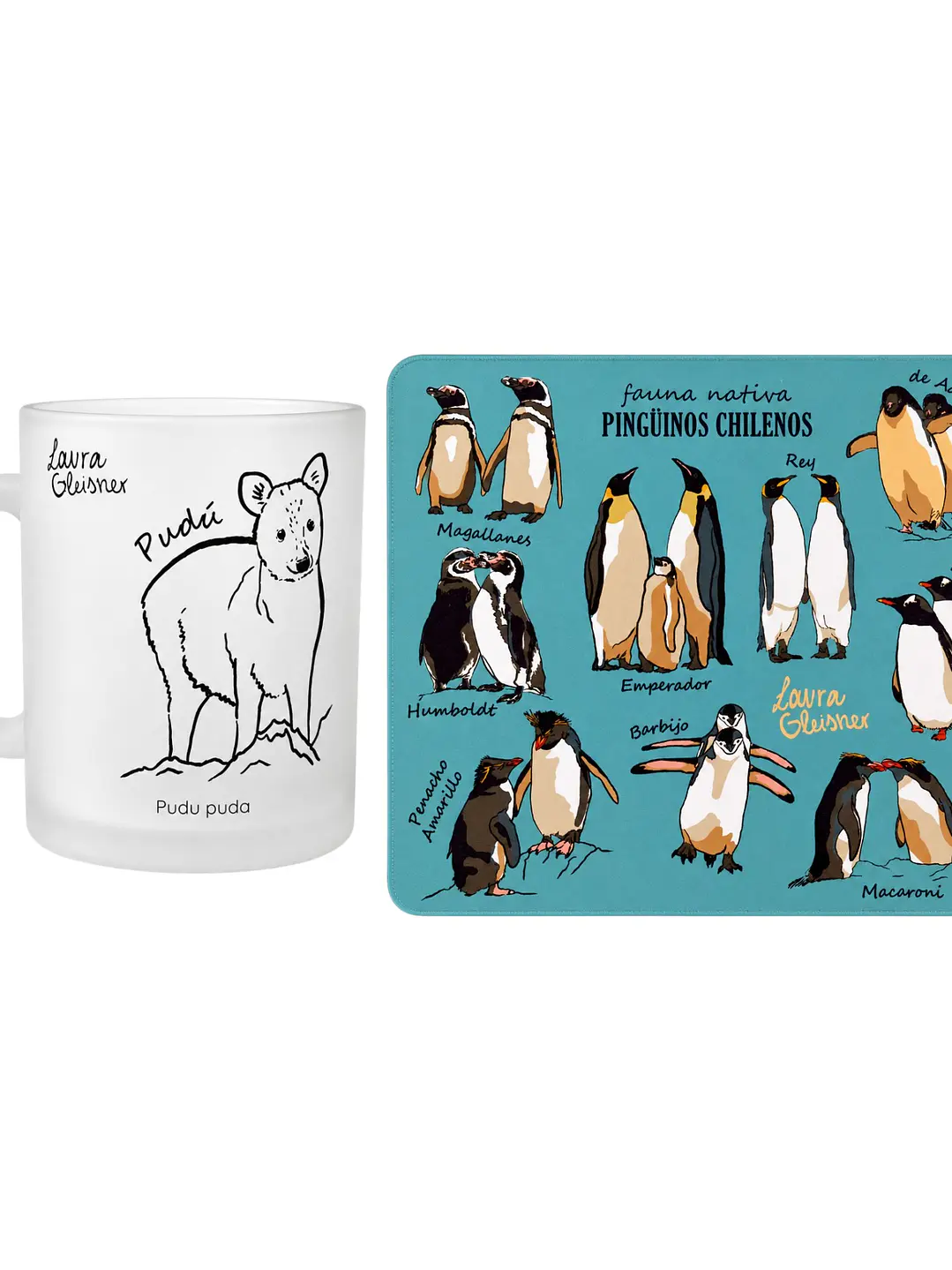 Pack Oficina: Tazón Empavonado Pudú + Mousepad Pingüinos 1
