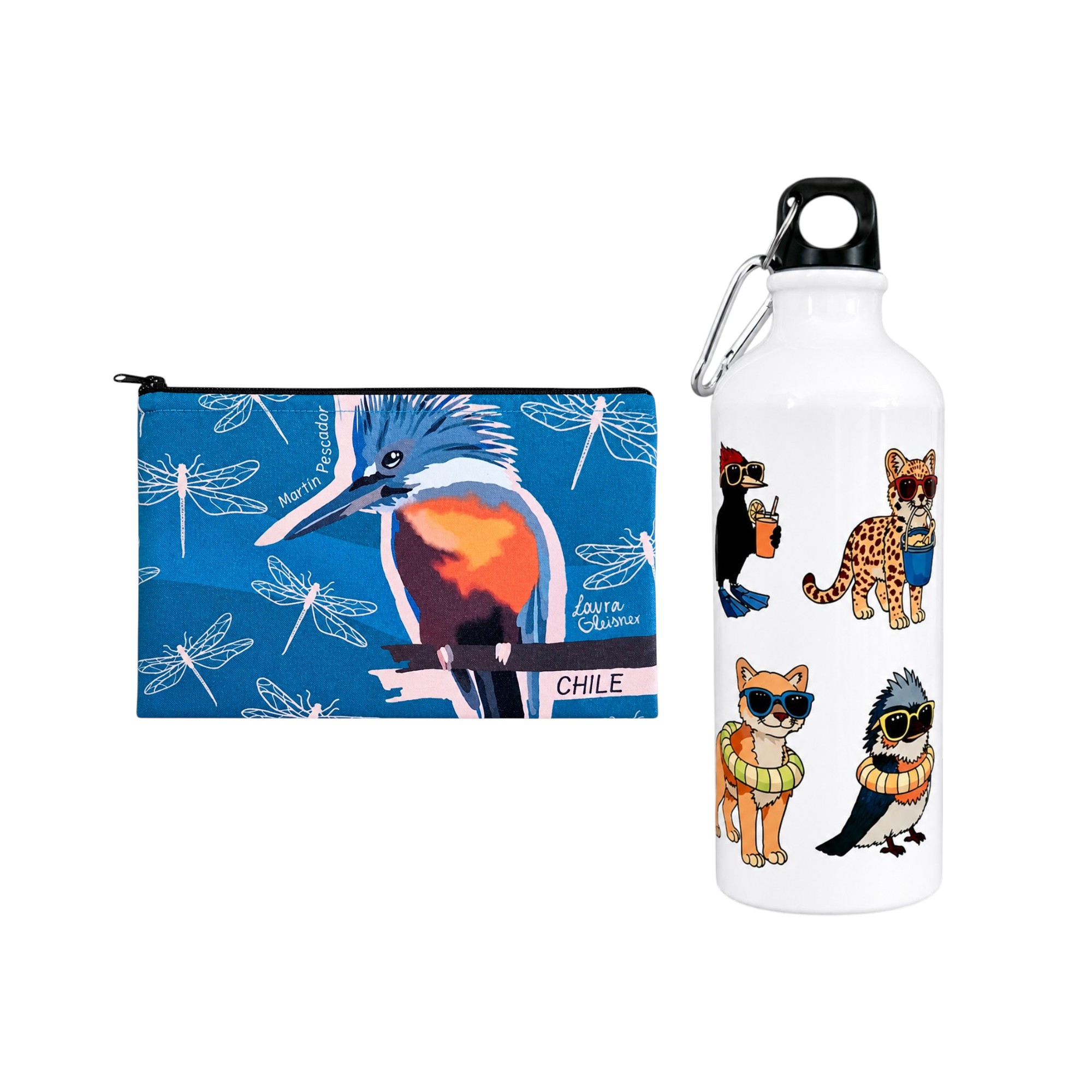 Pack Niños: Estuche Martín Pescador + Botella Animales Infantiles 600ml