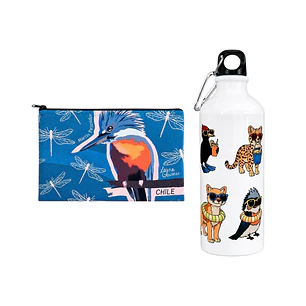 Pack Niños: Estuche Martín Pescador + Botella Animales Infantiles 600ml