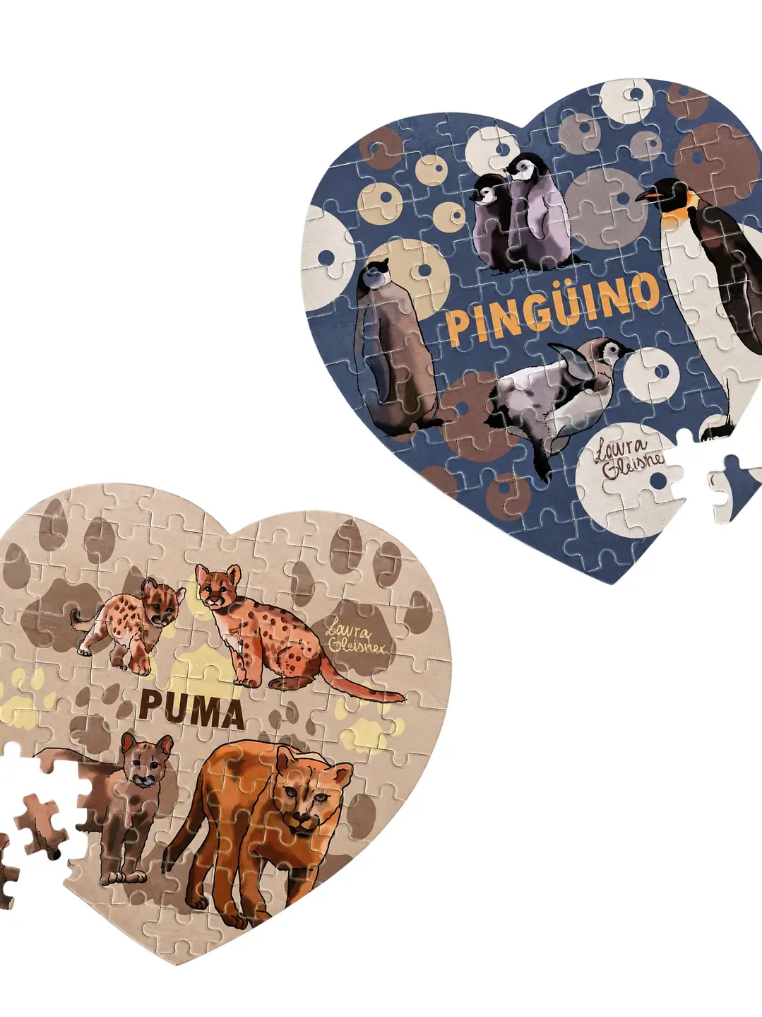 Pack 2 Puzzles Corazón: Puma + Pingüinos 1