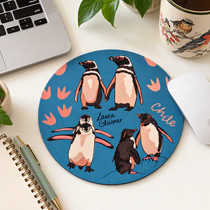 Mousepad de Pingüinos de Chile Redondo
