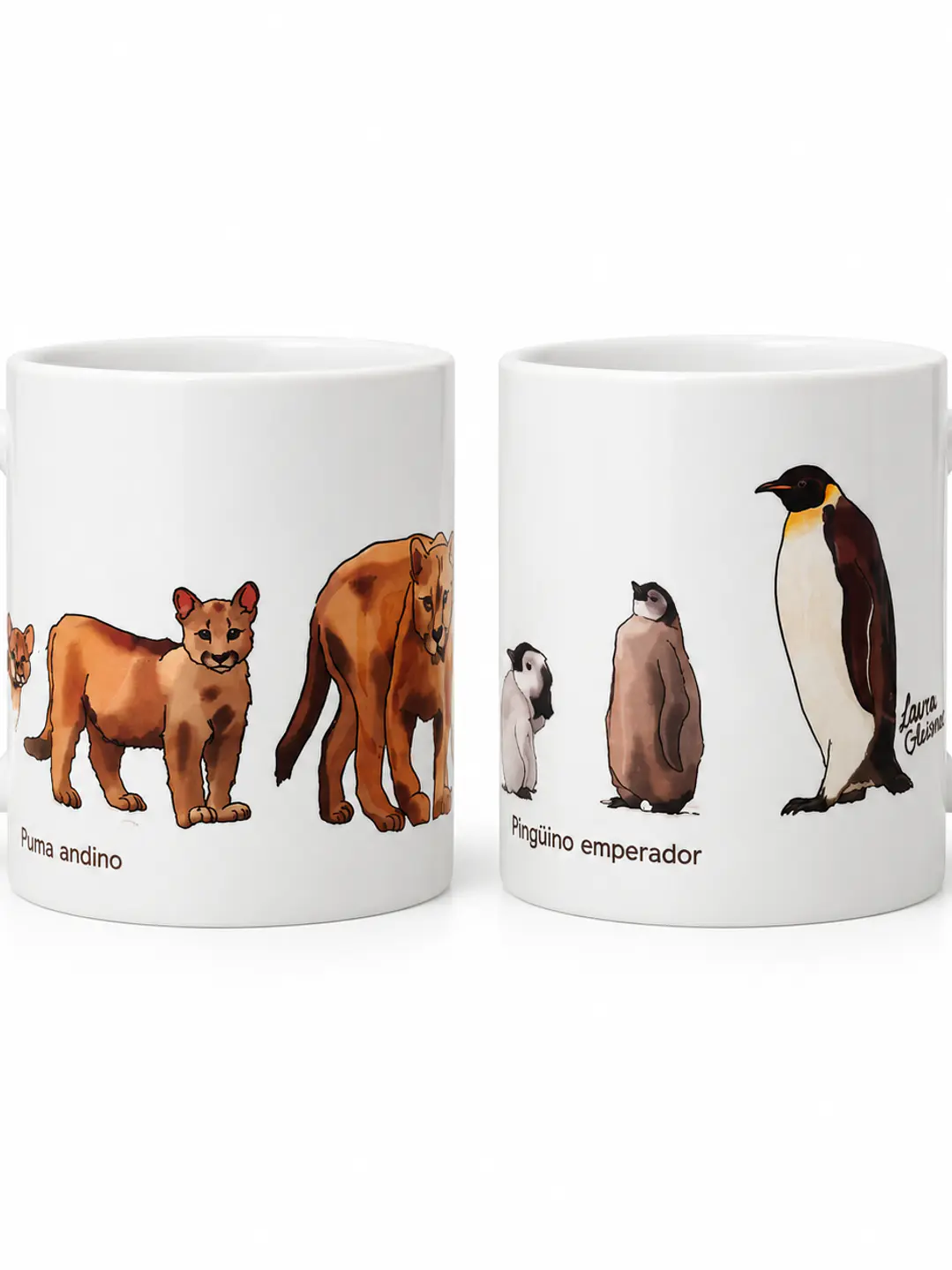 Pack 2 Tazones Cerámica: Puma y Pingüino en crecimiento 1