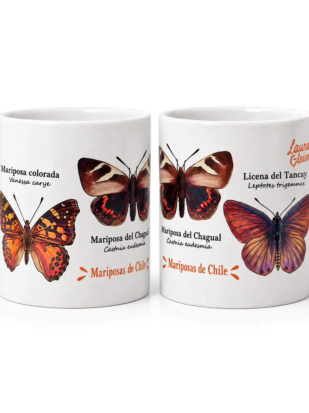 Pack 2 Tazones Cerámica: 3 Mariposas de Chile 1