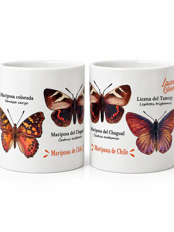 Pack 2 Tazones Cerámica: 3 Mariposas de Chile 1