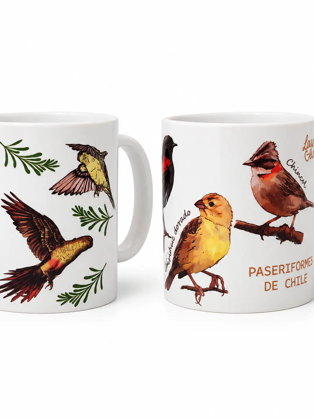 Pack 2 Tazones Cerámica: Loros y Paseriformes de Chile 1