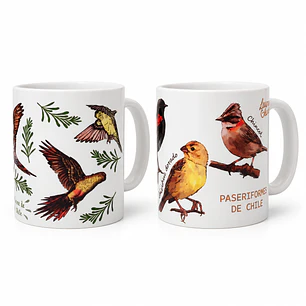 Pack 2 Tazones Cerámica: Loros y Paseriformes de Chile
