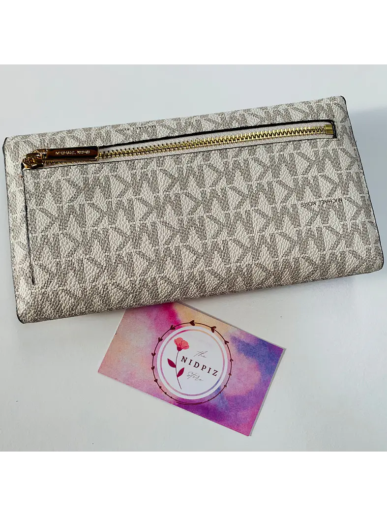 Michael Kors - Billetera Jet Set Large Logo Trifold Vanilla 2