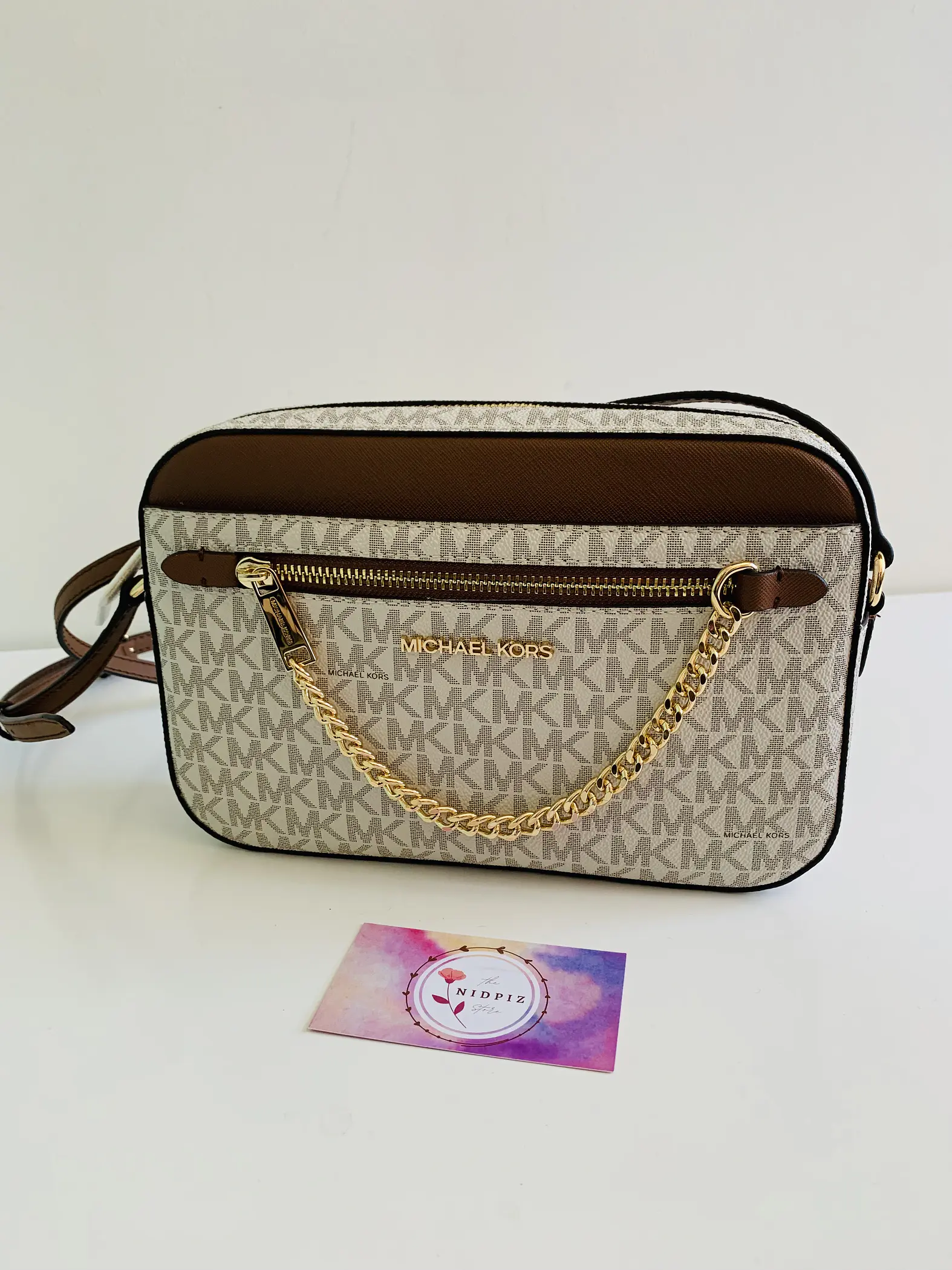 Michael Kors - Jet set travel crossbody (Vanilla-Brown) 2