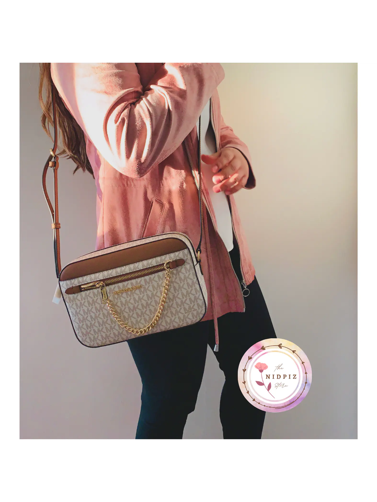 Michael Kors - Jet set travel crossbody (Vanilla-Brown) 1