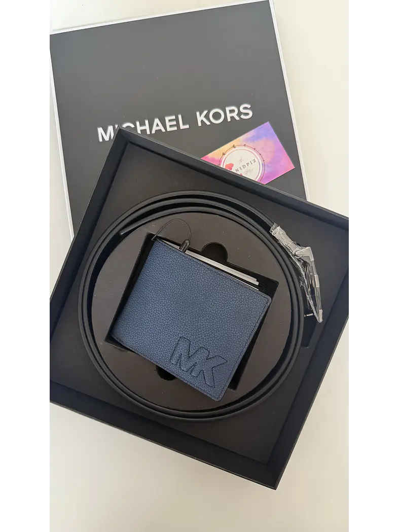 Michael Kors -  Set Billetera y cinturón reversible Navy 1