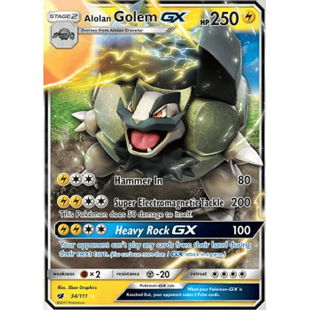 Alolan Golem GX - 34/111 - Ultra Rare– Inglés