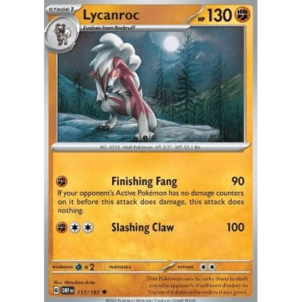 Lycanroc– 117/197 – Uncommon– Inglés