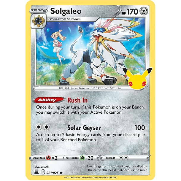 Solgaleo - 021/025 - Holo Rare –Español