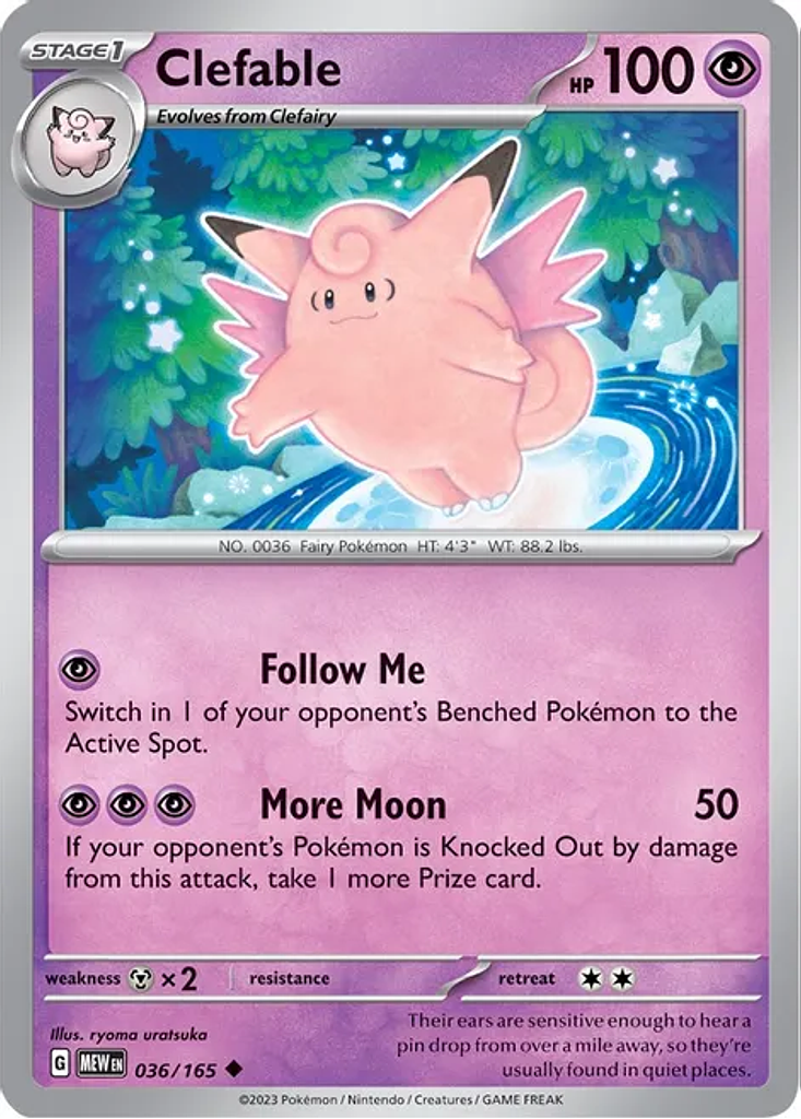 Clefable 036/165- Uncommon–Inglés