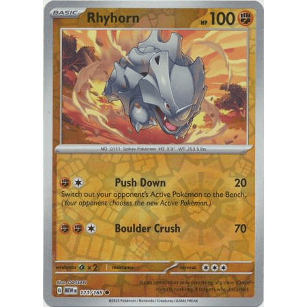 Rhyhorn 111/165- Common Foil-Inglés