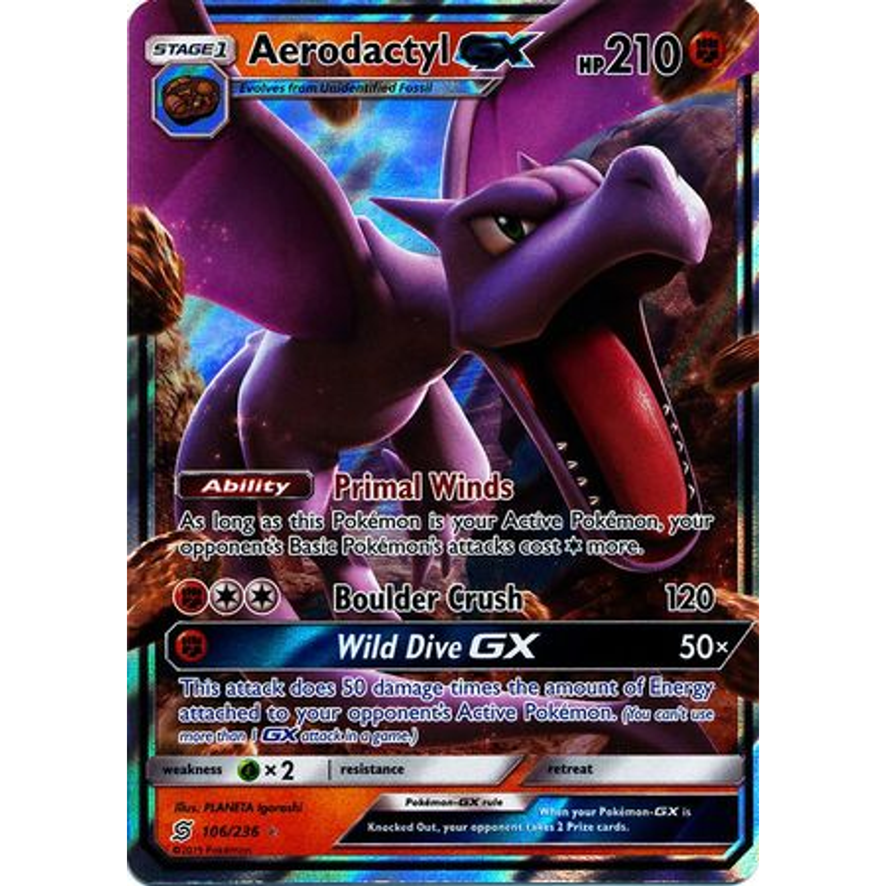 Aerodactyl GX - 106/236 - Ultra Rare– Inglés