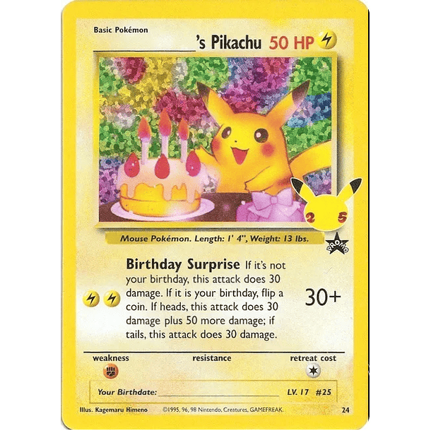 Birthday Pikachu - 24 - Holo Promo Español