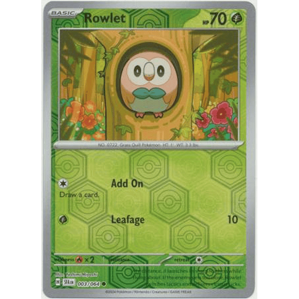 Rowlet - 003/064 - Common Reverse Holo - Inglés