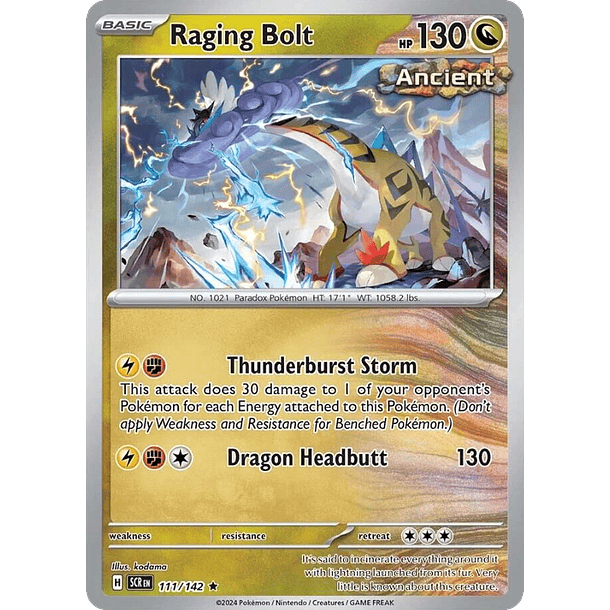 Raging Bolt - 111/142 - Reverse Holo Rare Inglés