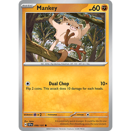 Mankey - 098/191 - Common Reverse Holo– Inglés