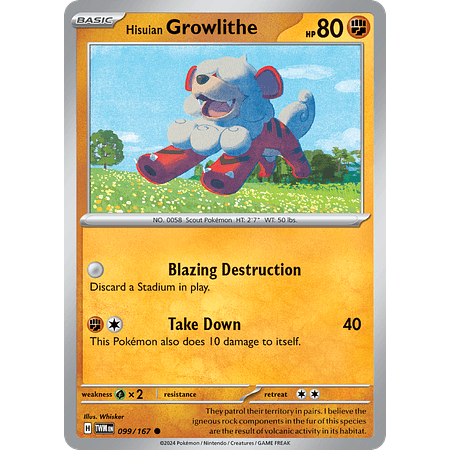 Hisuian Growlithe - 099/167 - Common Foil Inglés