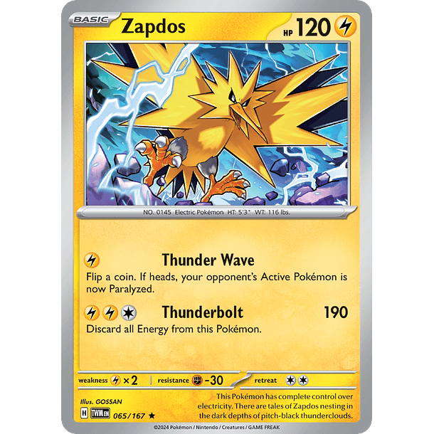 Zapdos - 065/167 - Holo Rare Inglés