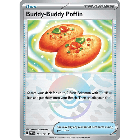 Buddy-Buddy Poffin– 101/131– Uncommon Reverse Holo (Poke Ball Pattern) – Español