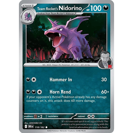 Team Rocket's Nidorino - 118/182 Uncommon Inglés