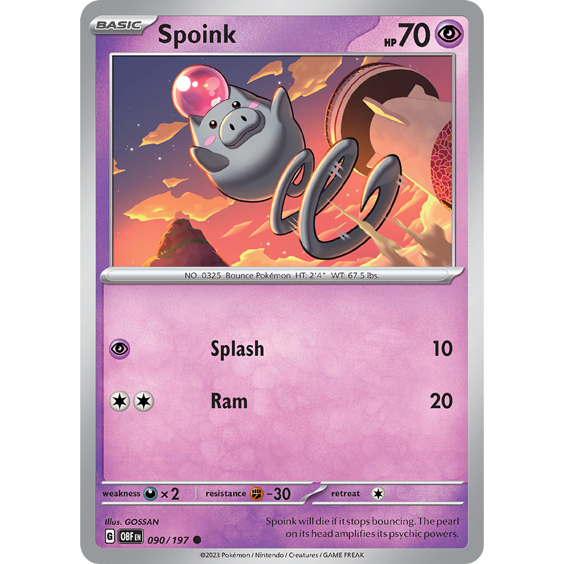 Spoink– 090/197 – Common Reverse Holo– Inglés