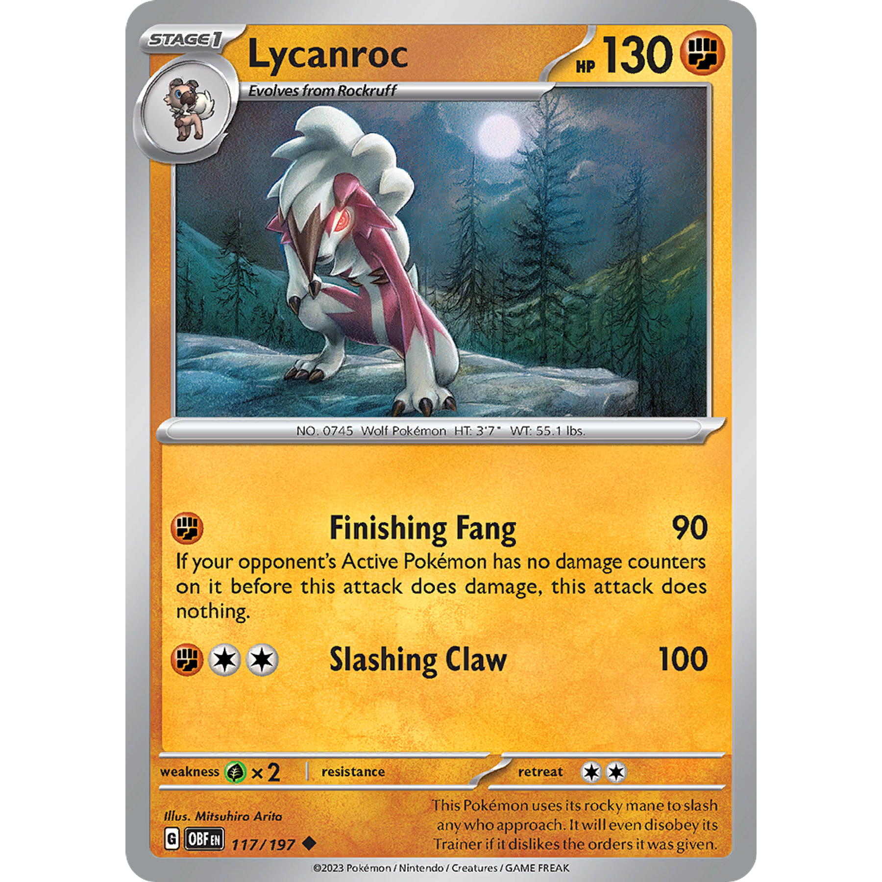 Lycanroc– 117/197 – Uncommon– Inglés