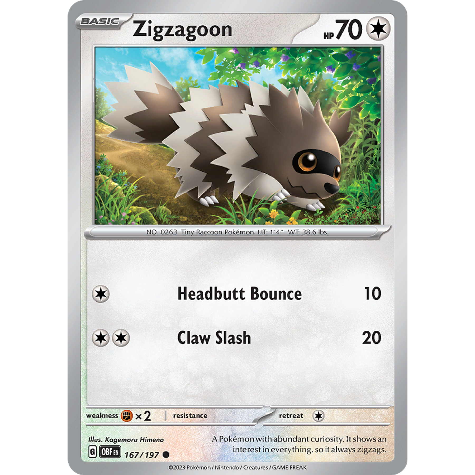 Zigzagoon - 167/197 - Common Reverse Holo– Inglés