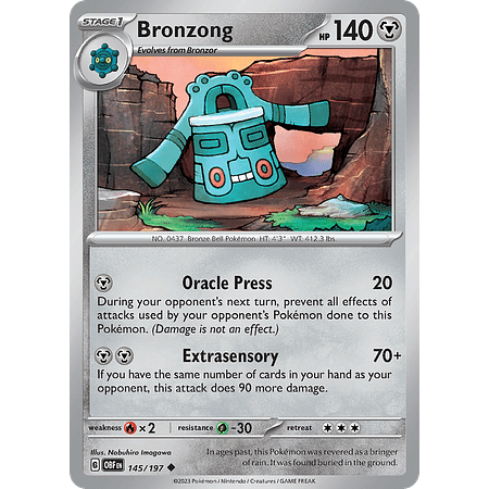 Bronzong– 145/197 – Uncommon Reverse Holo– Inglés