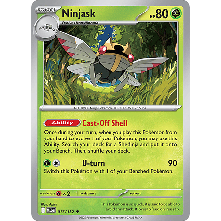 Ninjask 017/132 Uncommon Reverse Holo Español