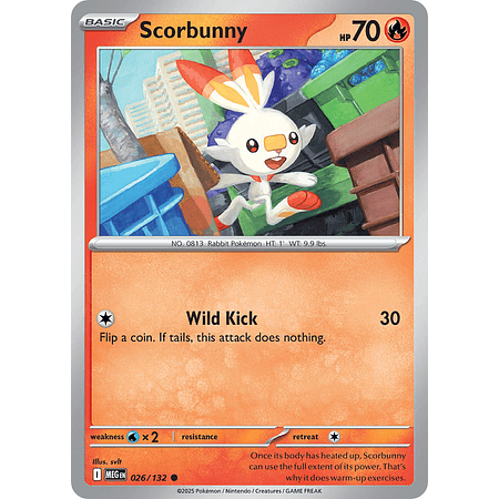 Scorbunny 026/132 Common Reverse Holo Inglés