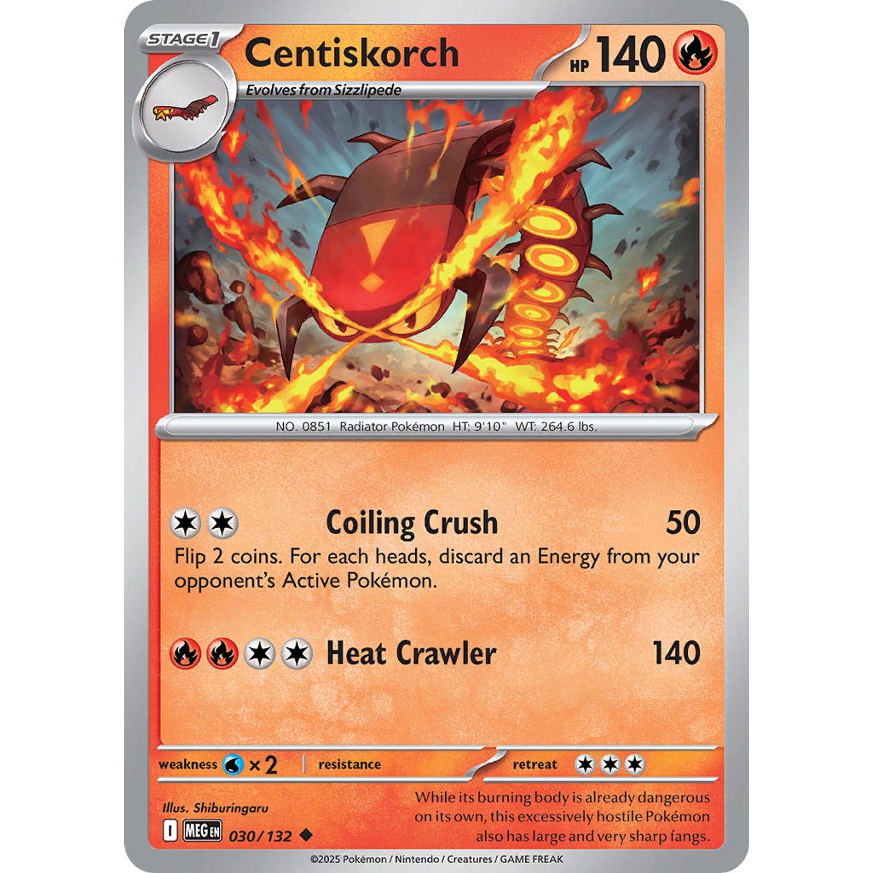 Centiskorch 030/132 Uncommon Reverse Holo Inglés