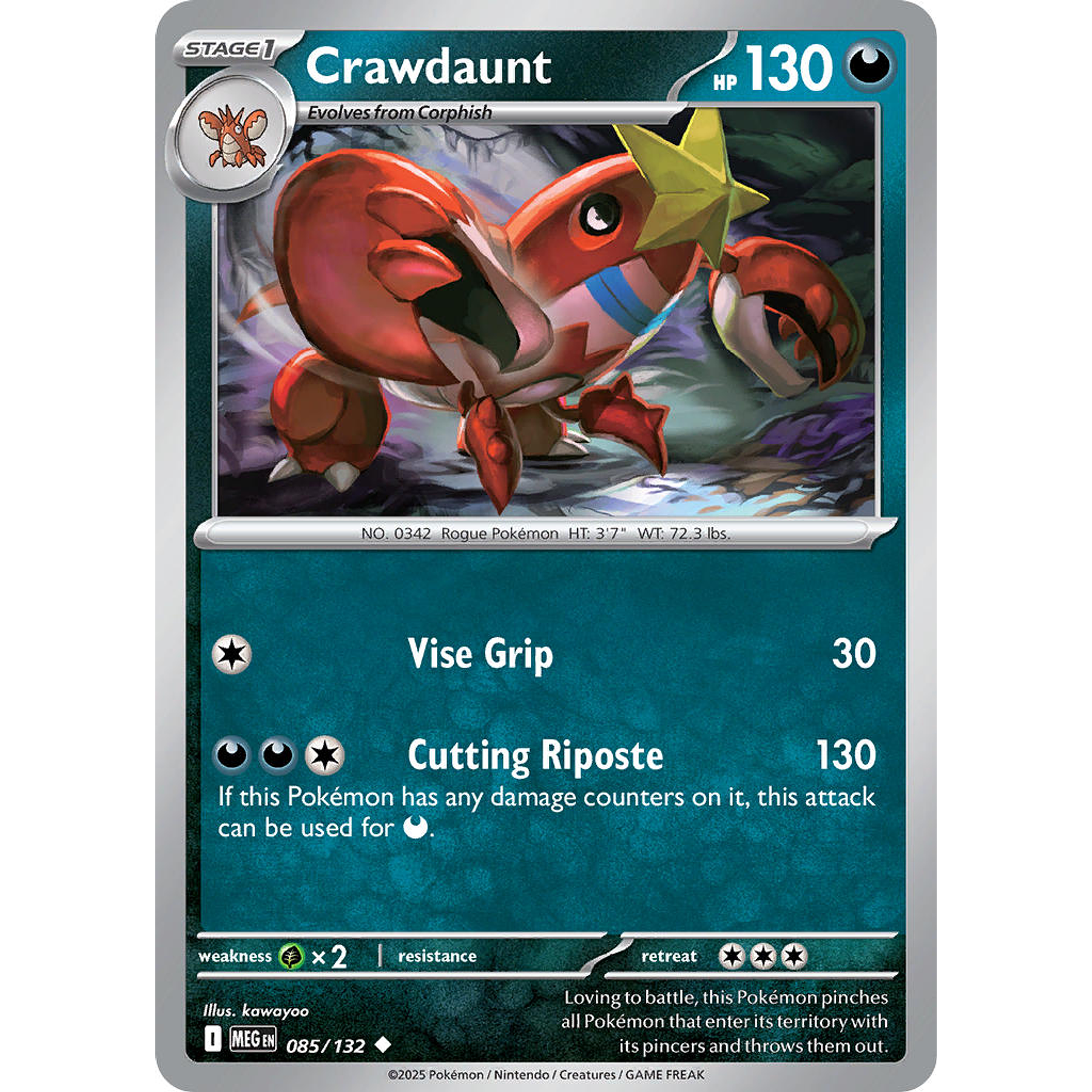 Crawdaunt 085/132 Uncommon Reverse Holo Inglés