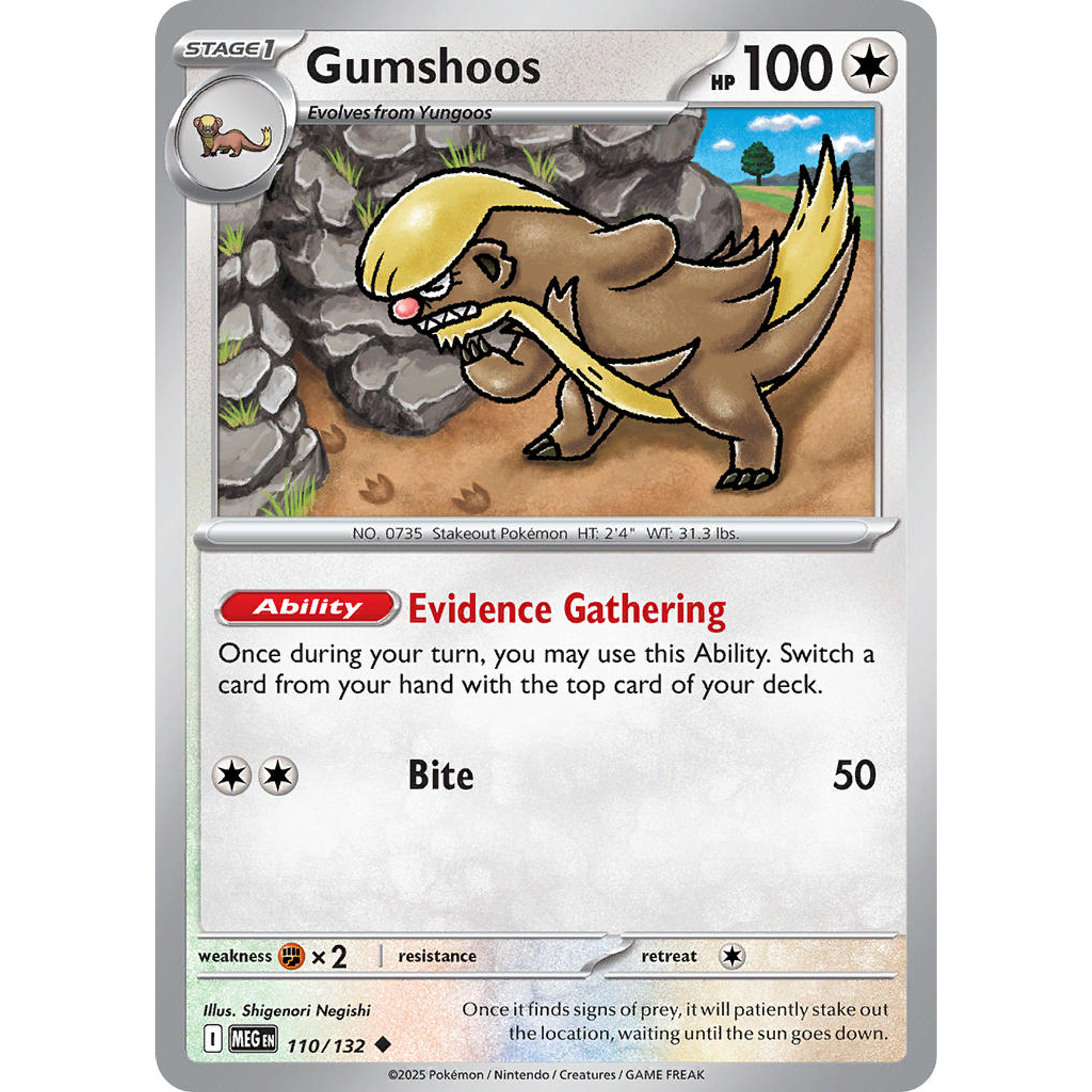 Gumshoos 110/132 Uncommon Reverse Holo Español