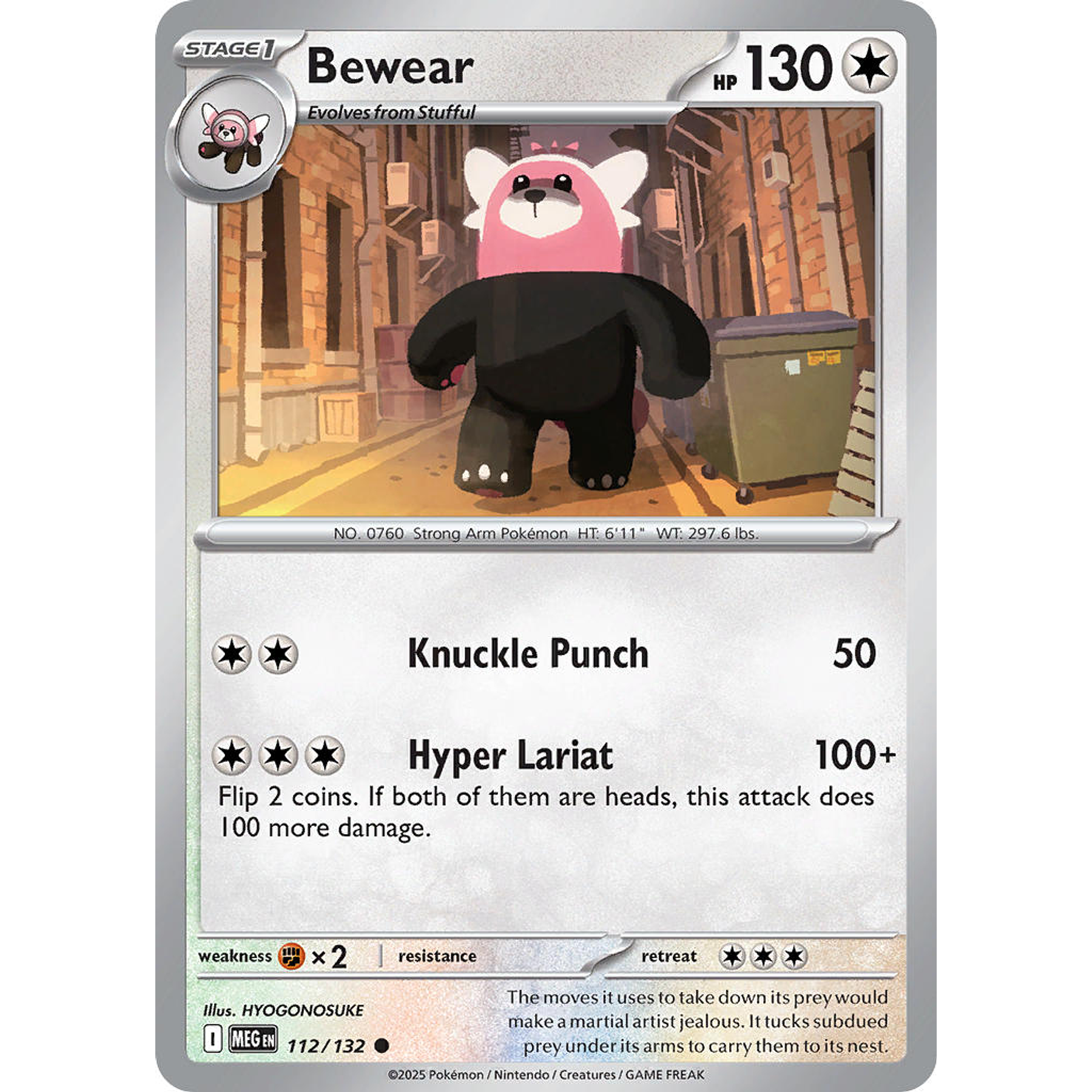 Bewear 112/132 Common Reverse Holo Ingles