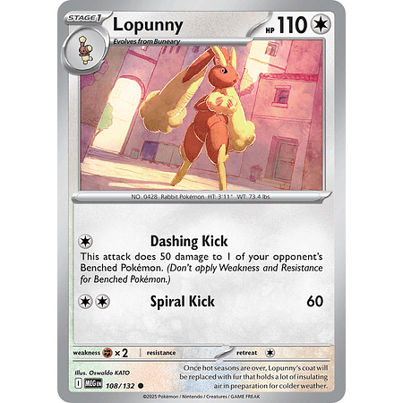 Lopunny 108/132 Common Reverse Holo Ingles
