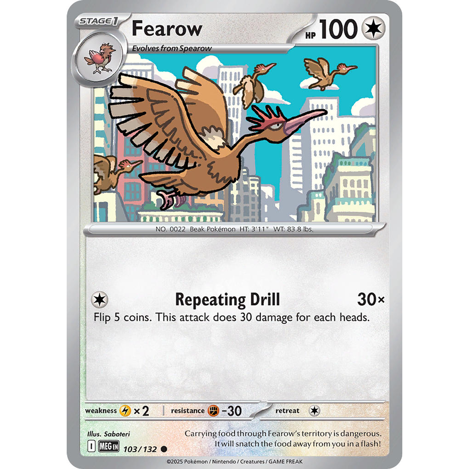 Fearow 103/132 Common Reverse Holo Ingles