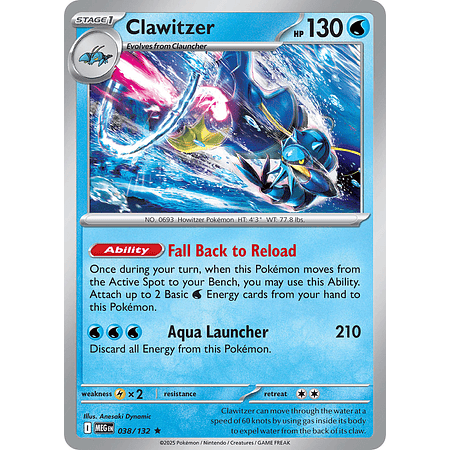 Clawitzer 038/132 Rare Holo Ingles