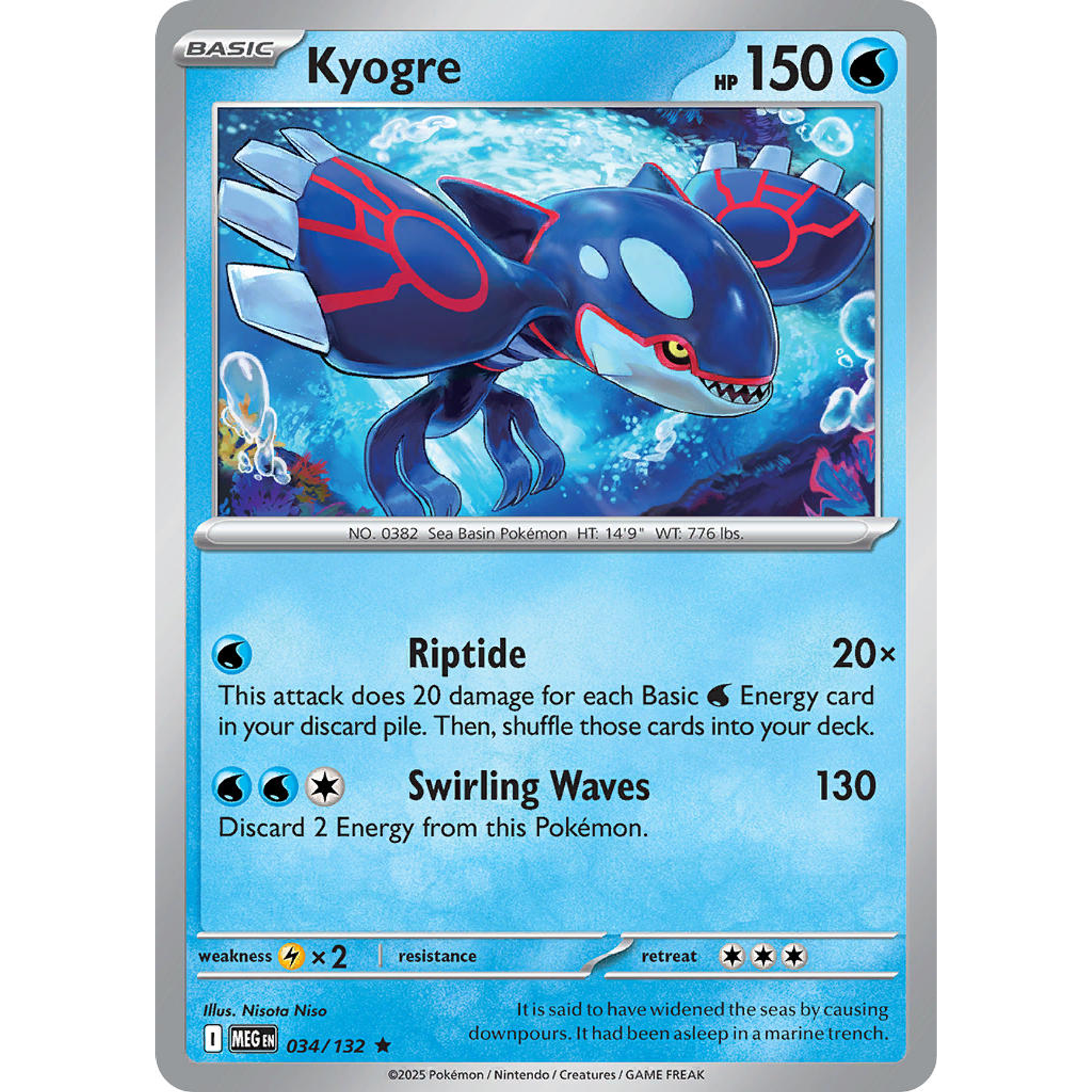 Kyogre 034/132 Rare Holo  Ingles