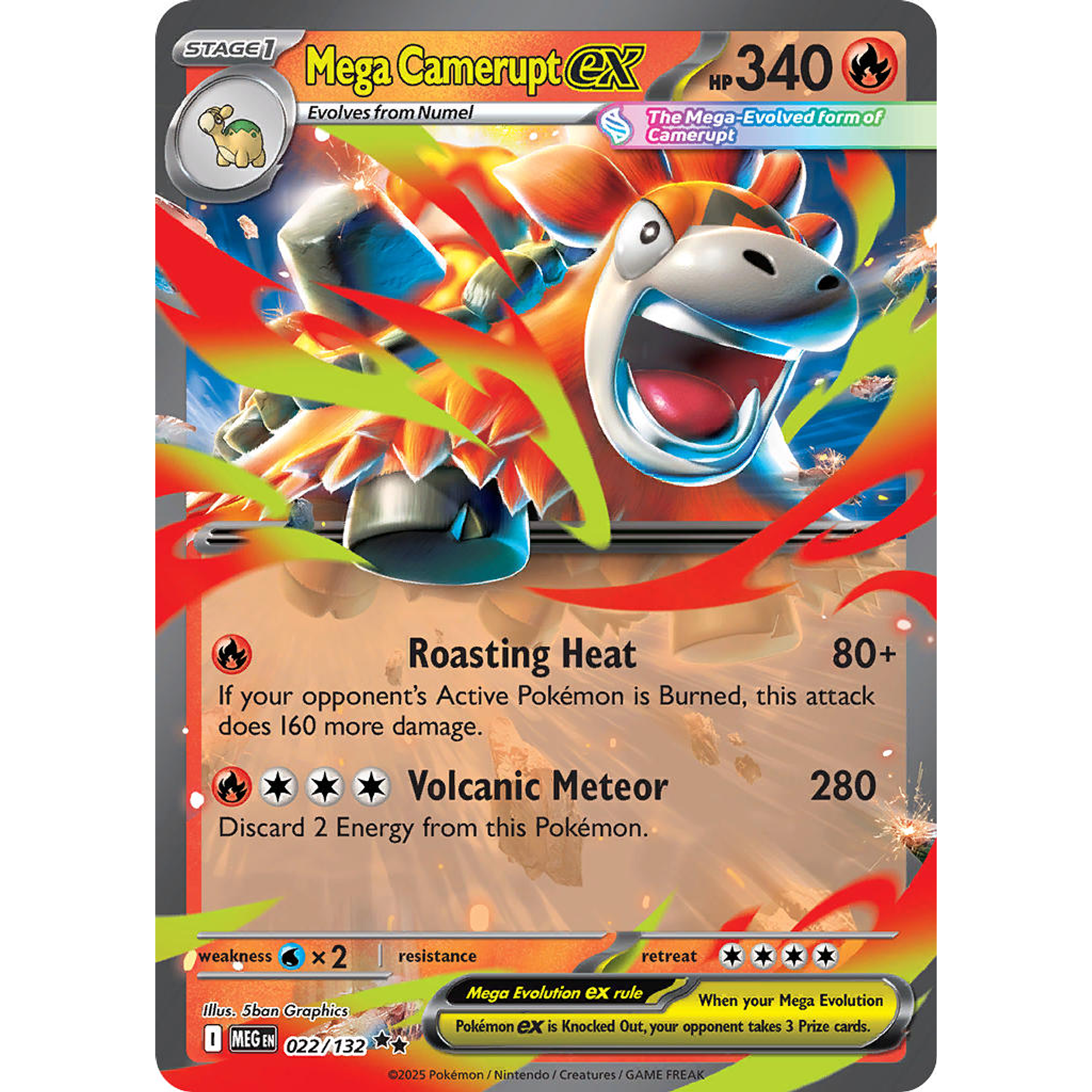 Mega Camerupt Ex 022/132 Ultra Rare Ingles