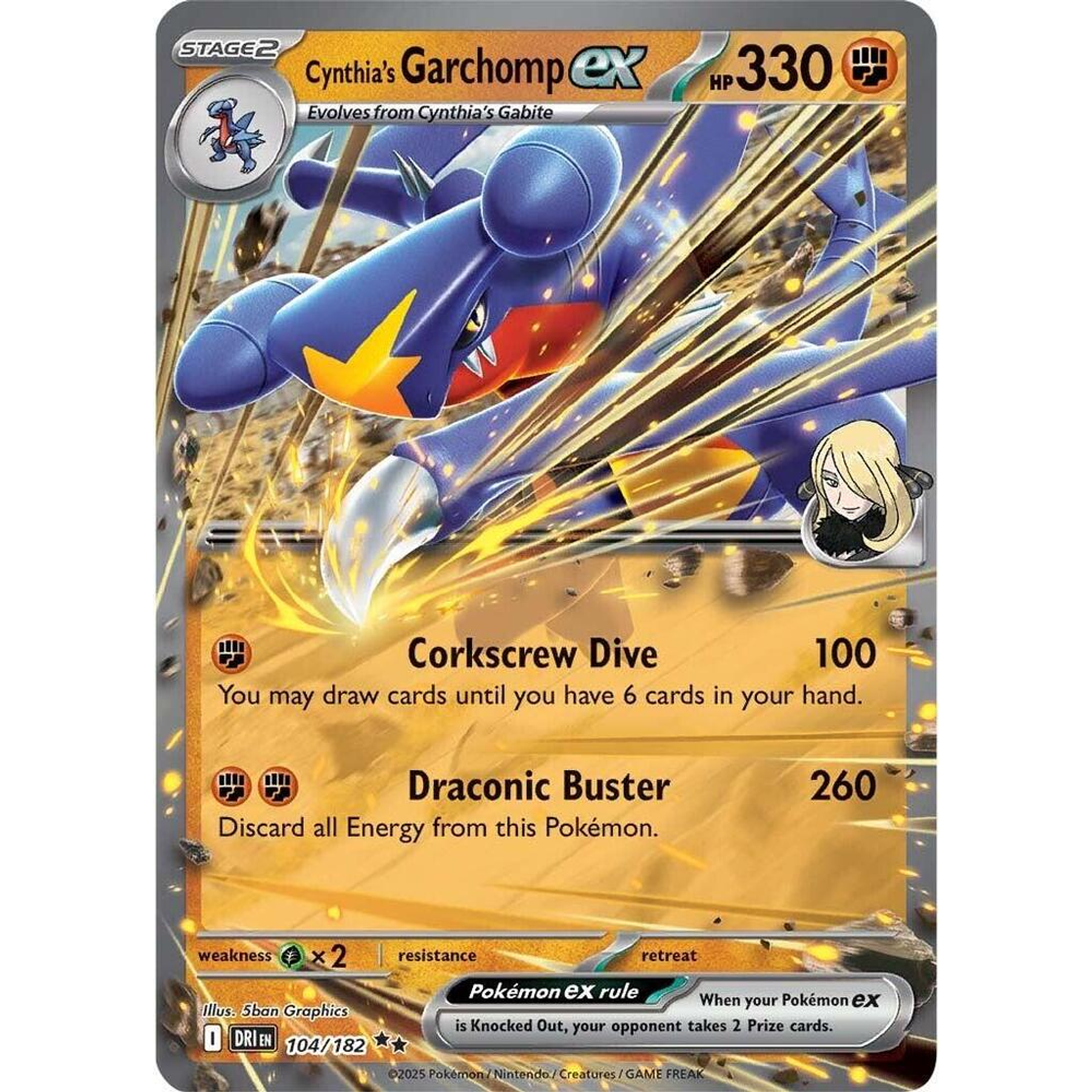 Cynthia's Garchomp ex - 104/182 - Ultra Rare Español