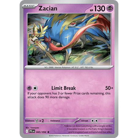 Zacian 045/094 Rare Holo  Ingles