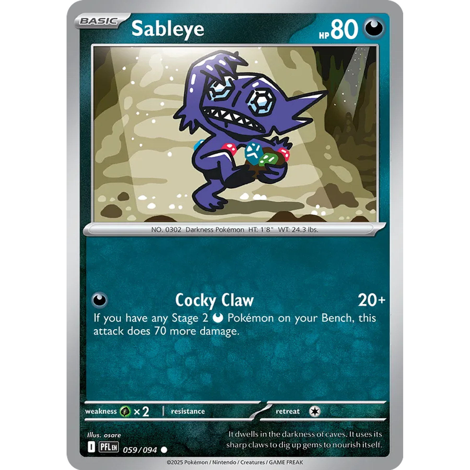Sableye 059/094 Common Reverse Holo Ingles