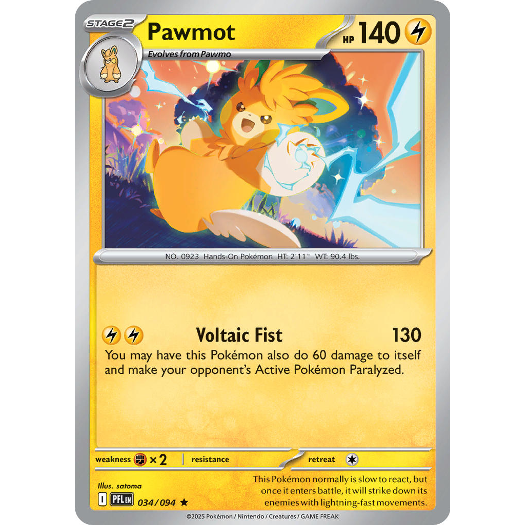 Pawmot 034/094 Rare Holo Ingles