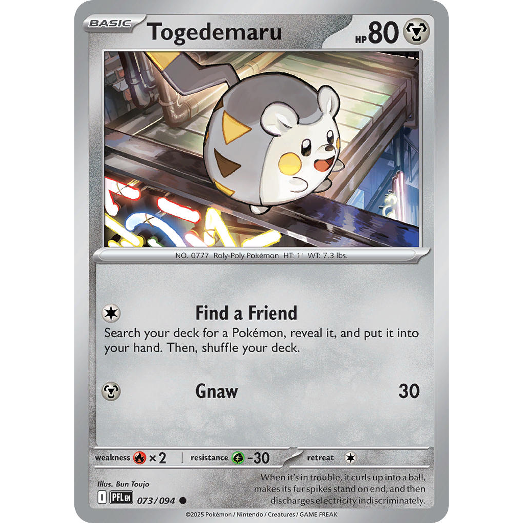 Togedemaru 073/094 Common Reverse Holo Ingles