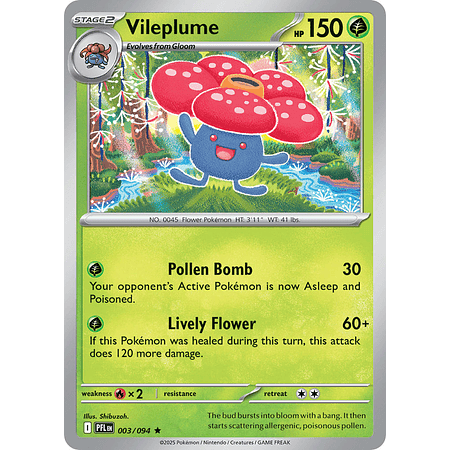Vileplume 003/094 Rare Holo Ingles