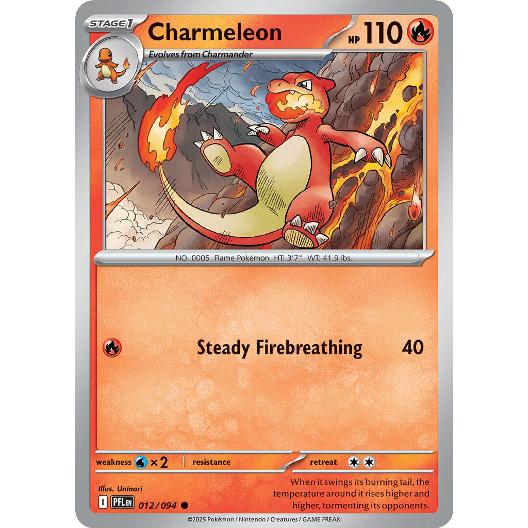 Charmeleon 012/094 Common Reverse Holo Ingles
